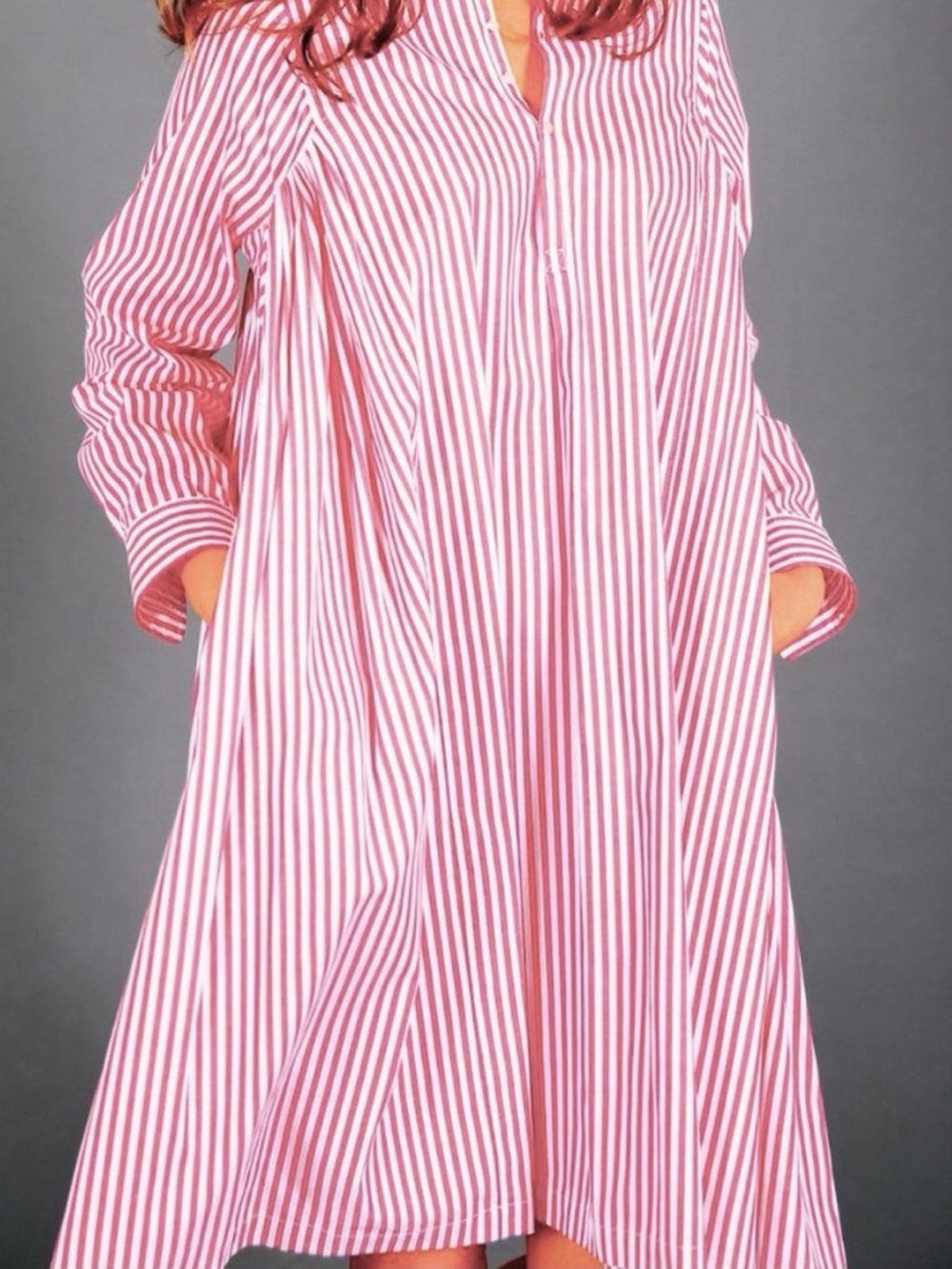 August Morgan by Kate Hersch Women’s Size XL 100% Cotton Striped Shirt Dress